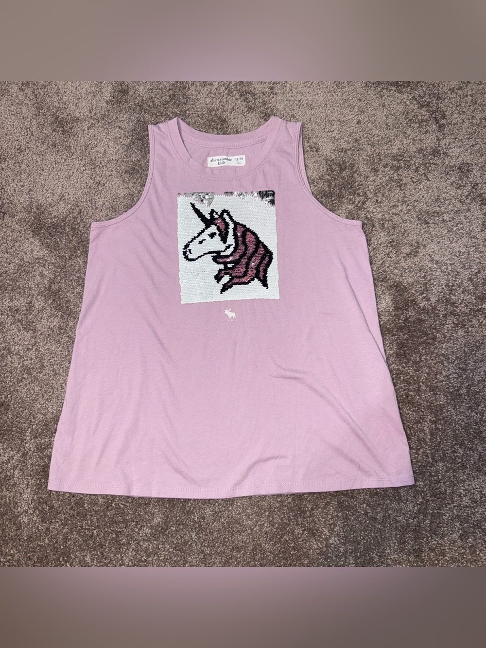 Abercrombie & Fitch kids pink unicorn tank top & sequin unicorn graphic 13/14✨